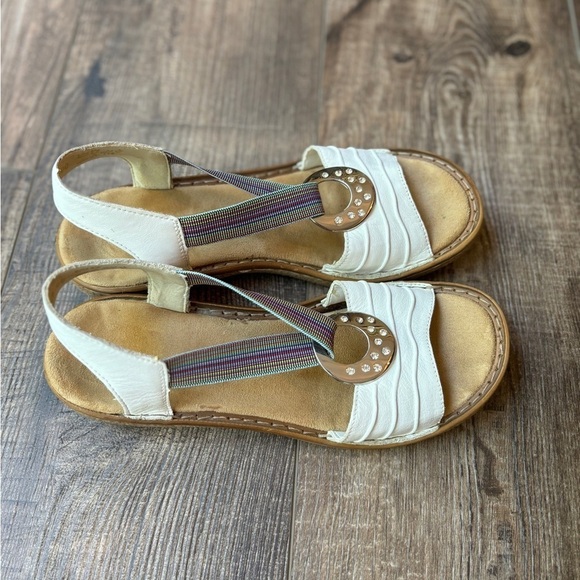 Rieker Spring Step Karmel Leather White Women's Wedge Sandals Size 40 - Picture 2 of 11